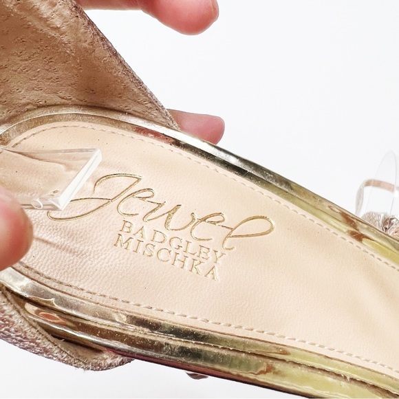 Jewel Badgley Mischka Galen Platform Glitter Evening Shoe 8.5 Wedding Stilettos - Picture 6 of 6